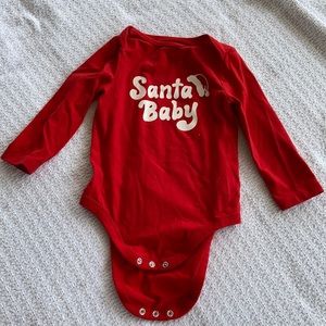 Santa baby long sleeve red cotton onesie- worn once never dried